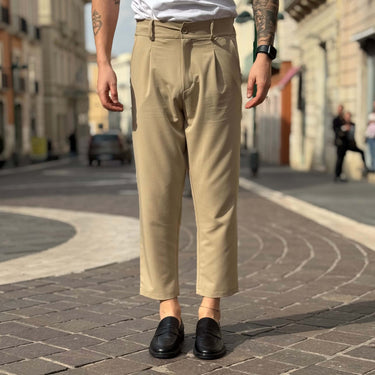 Pantalone con bottone e coulisse beige - FLAG STORE in